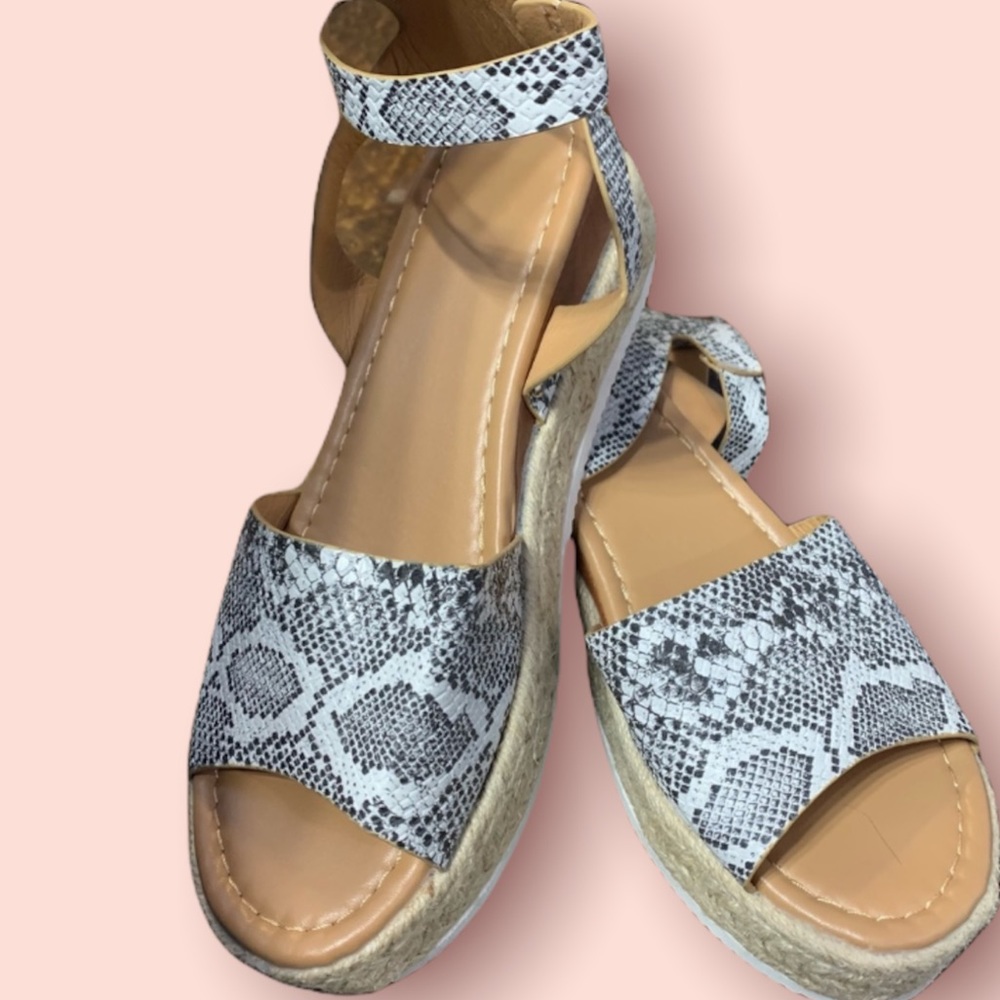 Faux snake ankle strap sandals size 9 *see pics*
